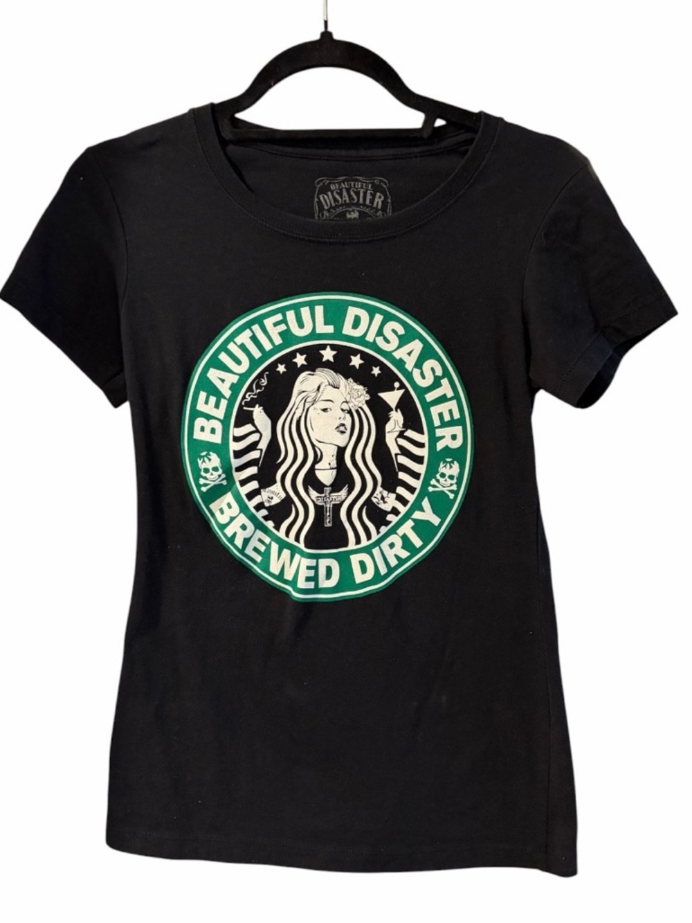 Beautiful Disaster 'Brewed Dirty' Graphic Tee - Black & Green